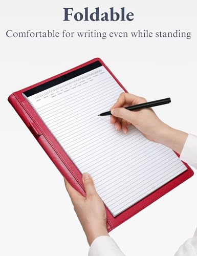 Image of Mymazn Padfolio Portfolio Folder, Faux Leather Interview Resume Folder with Document Organizer & Business Card Holder, Letter-Sized Notepad Legal Pad Holder for Men Women (Dark Red)