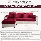 kuchenuten Sofa Überzug, Sofadecken für Sitzfläche, Couch Überzug 1 2 3 4 Sitzer, Sofaschoner rutschfest,Universelle Sofaüberwurf,Ecksofa Sofabezug,Rot,70x70cm