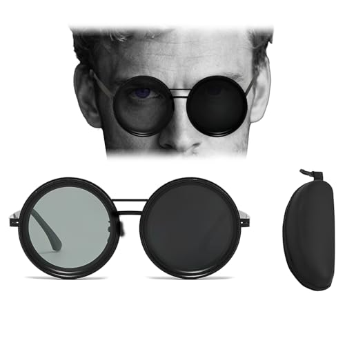 Kenmohuo Adjustable Tint Mens Polarized Sunglasses, Round UV Protection Stepless Sunglasses with ND Filter Lenses, Steampunk Retro Style for Beach, Fishing, Driving, Party, Outdoor Sports