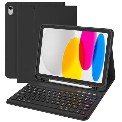 TQQ Keyboard Case for iPad A16 11th Generation 2025 and 10th Generation 2022 (11/10.9 inch), Detachable Bluetooth Keyboard Cover with Pencil Holder for iPad 11/10 Gen, UK Layout