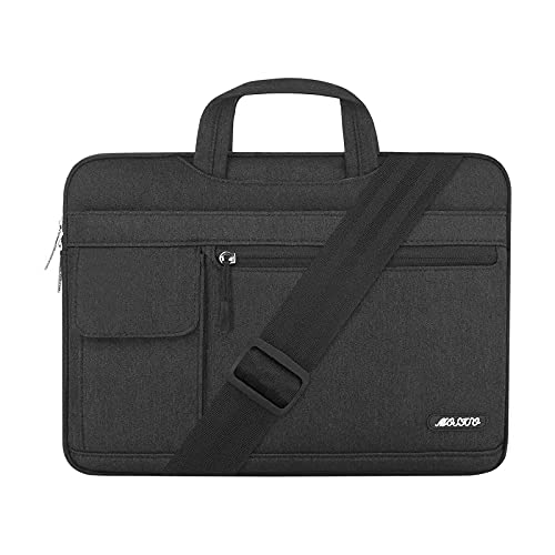 MOSISO Laptop Shoulder Bag Compatible with MacBook Pro 16 inch 2023-2019 M3 A2991 M2 A2780 M1 A2485 A2141/Pro 15 A1398,15-15.6 inch Notebook,Polyester Flapover Briefcase Sleeve Case, Black