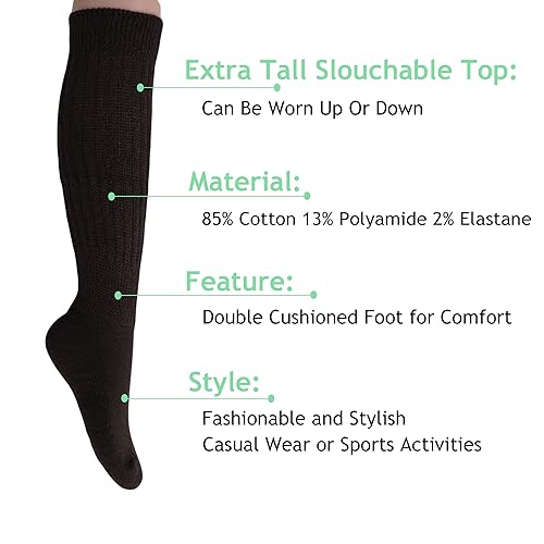 Image of AWS /American Made 3 Pairs Colorful Cotton Slouch Socks Pack for Women Shoe Size 5 to 10