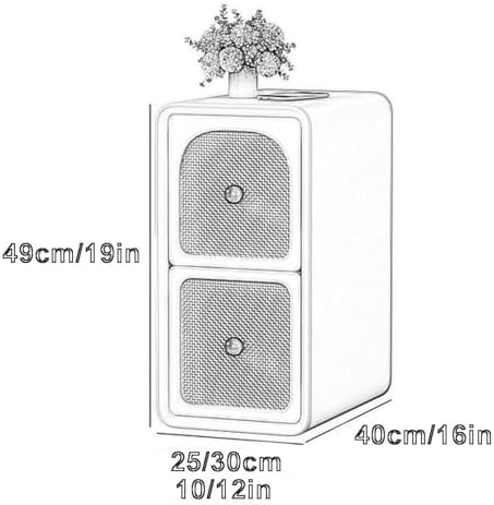 Slim Rattan Nightstand with 2 Drawers - Narrow Bedside Table & Sofa Cabinet for Small Spaces - Stylish Storage Solution for Bedroom & Living Room