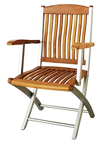 GREATLAND - 2er Klappstuhl mit Armlehnen aus Teakholz und Aluminium Cover