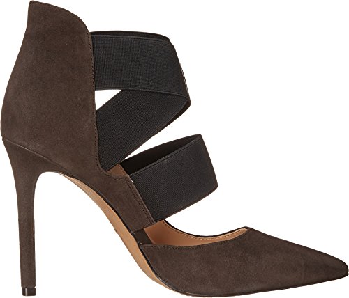 Vince Camuto Womens Charcoal Grey Black Gray Elastic Cross Bands Padded Nigel Pointy Toe Stiletto Slip On Leather Dress Pumps 5.5 M #TOP2
