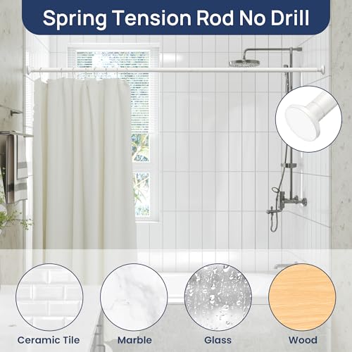 Image of ENJOYBASICS 1 inch White Shower Curtain Rod, 30-76 inch Adjustable, Secure Tension