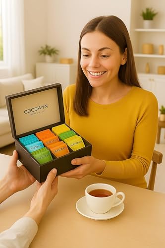 Image of Goodwyn Tea Alluring Chest (90 Tea Bags) | Assorted | Royal Exotic Wooden Tea Box | Best Premium Tea Hamper Gift Box Set Souvenir for Foreigners, Office, Corporates | Wedding | Welcome | Anniversary | Birthday | Festivals | Occassion