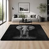 ALALAL African Elephant Area Rug, Animal Rug for Living Room, Durable Rug Carpet for Bedroom Home Decorative 5'x7' (60 X 84 in) Black/Grey