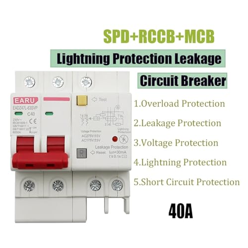 Disjoncteur différentiel 40A 2P avec parasurtenseur SPD intégré