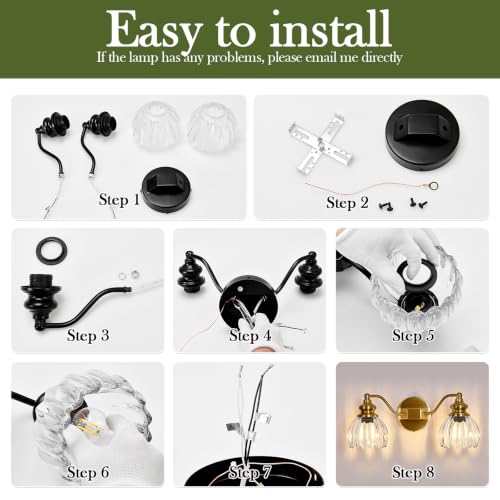 Image of Piepooye Vintage Bathroom Lights Fixtures 2 Lights Gold Vanity Light with Glass LampShade E26 Bulb Indoor Vanity Light Over Mirror for Bedroom Living Room Farmhouse Kitchen