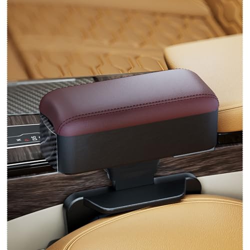 隙間アームレスト に適合する トヨタランドクルーザープラド 150系 120系/ハイエース 200系 車用アームレスト ドリンクホルダー&急速充電付き 高さ調節可能 車内収納ボックス 運転疲労軽減 3分簡単取り付け 大容量 小物入れ 隙間収納(レッド,1個