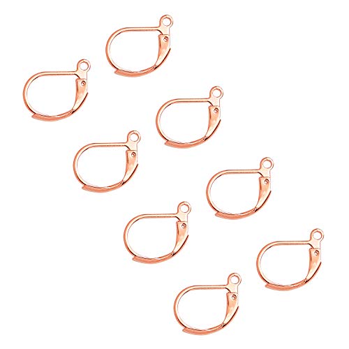 Unicraftale 50Pcs Rose Gold Leverback French Earring Hooks Stainless Steel Hypoallergenic Hoop Earwire Findings With 1.4Mm Loop For Dangle Earring Jewelry Making 16Mm #TOP29