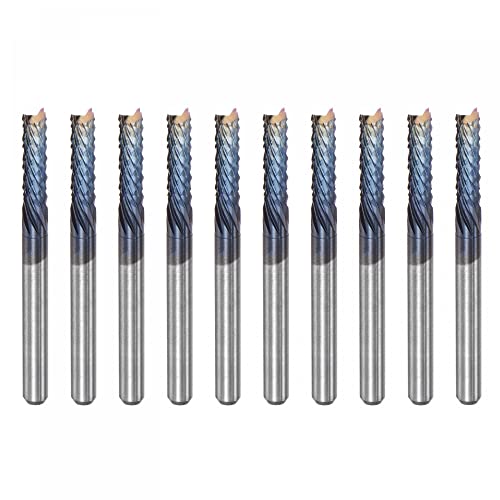 Image of uxcell End Mill CNC Router Bits, 3mm x 12mm 1 /8 inch Shank Diamond Film Coated Carbide Engraving Bit Milling Cutter Left Hand for PCB Plastic Fiber Wood 10pcs