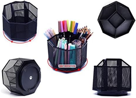 EXERZ Desk Organiser/Mesh Desk Tidy Candy/Pen Holder/Multifunctional Organiser 360 Rotating