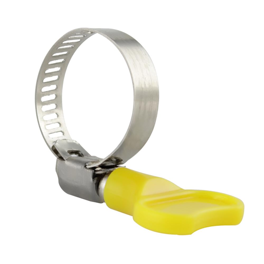 10 Stück verstellbarer Griff, gelb, Typ S, mit Griff, 304 Edelstahl, Hoop-Rohrclips,Schlauchschellen(16 25 mm)