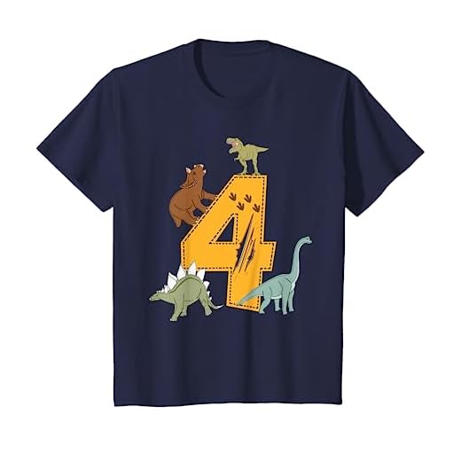 Kinder Geburtstagsshirt | 4 Jahre Junge | Dinosaurier Dino T-Shirt