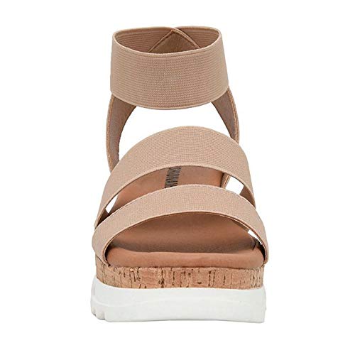 Cushionaire Women's Naomi Cork Wedge Sandal +Wide Widths Available Nude, 11 #TOP3