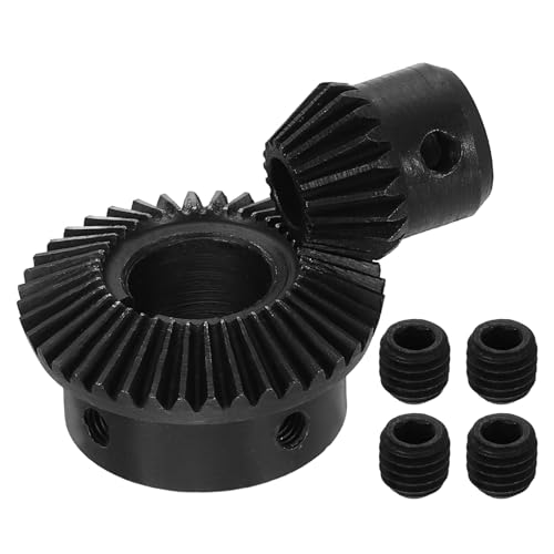 Image of uxcell 2Pcs Tapered Bevel Gears Set, 1 Mod 1:2 (20T /40T) Harden Steel Straight Bevel Gear, 90 Degree Steering Motor Gears, (8mm /16mm Shaft Hole with Keyway)