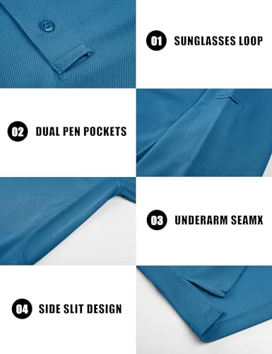 Image of MAGNIVIT Men's Polo Shirts Long Sleeve Quick Dry Performance Shirt Military Tactical Army Combat Polo Shirts