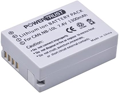 PowerTrust 2Pcs NB-10L Battery and Charger for Canon PowerShot G3 X, SX60 HS, G1 X, G15, G16, SX50 HS, SX40 HS