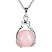 BEADNOVA Healing Gemstone Necklace Crystal Ball Pendant Necklace with Stainless Steel Chain 18 Inches Gift Box Packing