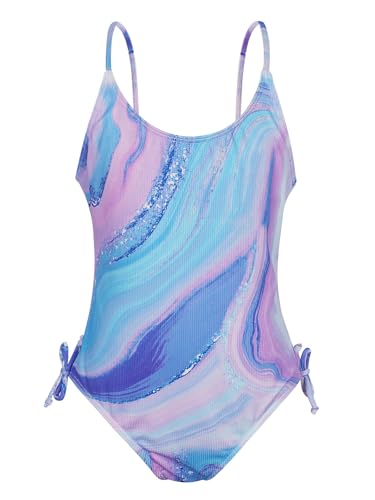 Berich Swimming Costume Girls One Piece Swimsuit Teen Sport Swimwear Quick Dry Bathing Suit Beachwear Kids Swim Suit 7-8 Years,Purple,130
