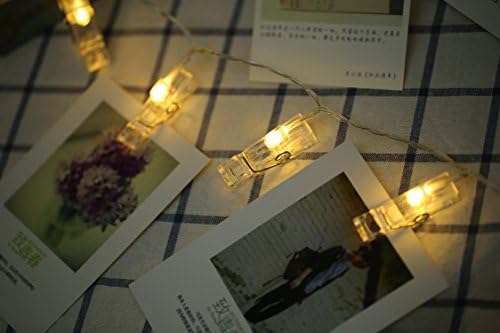 Photo Clip String Lights Warm White 30 LED with 6-Hour Timer Battery Operated or Powered by Smart Phone USB charger