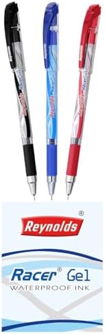 Reynolds RACER GEL Pen SET - 10 PENS (6 BLUE 2 BLACK 2 RED) | PENS WITH COMFORTABLE GRIP | GEL PENS FOR WRITING | PEN FOR STUDENTS & OFFICE STATIONERY | 0.5 mm TIP SIZE