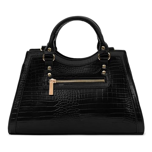 Image of Miraggio Willow Croc-Textured Handbag for Women with Detachable & Adjustable Sling /Crossbody Bag