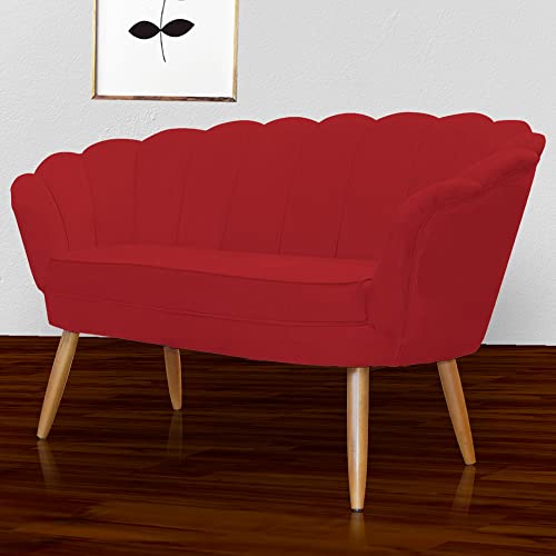 Namoradeira Estofada Decorativa Para Recepção Pétala Suede Vermelho - LM DECOR