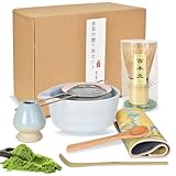 7 Stück Chinesisches Matcha-Teeset, Matcha Schale Set aus Keramik, mit Matcha-Schale, Matcha-Besen, Besenhalter, Schaufel, Baumwoll-Teetuch, Löffel, Edelstahlsieb, Tee-Set für Matcha-Liebhaber