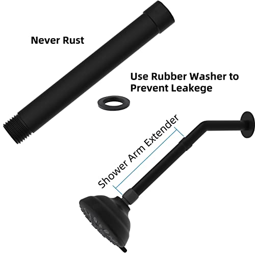 Hibbent All Metal 6 Inch Shower Head Extension Arm, Solid Brass Shower Arm Extension Shower Head Extender, Water Outlet Lowers Existing Shower Head-Lower Shower Head, Matte Black #TOP4