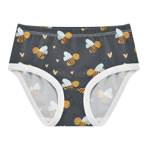 Wusikd Cute Bees Girls' Underwear Cotton Hearts Girls Briefs Soft Toddler Underwear 2T
