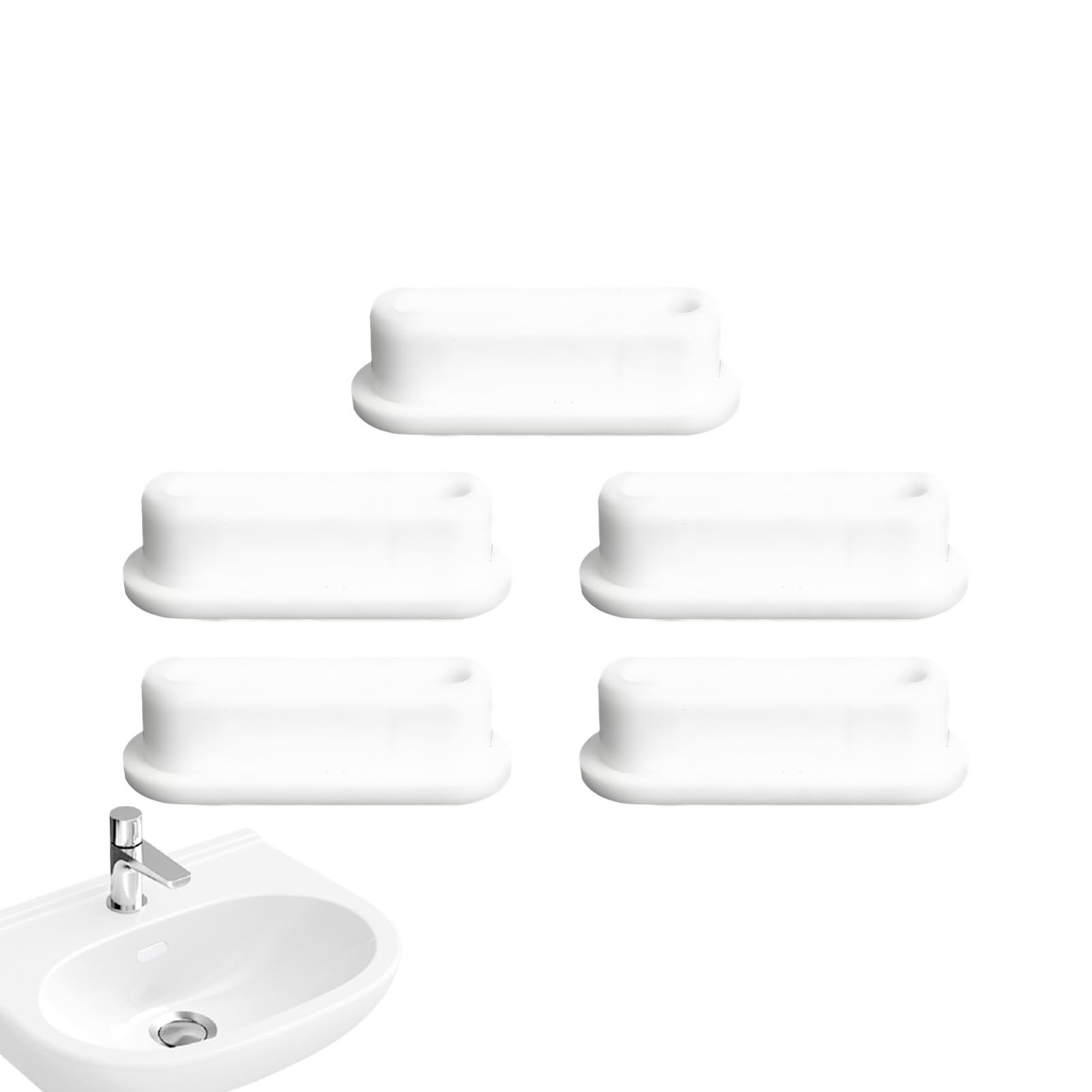 Confezione Da 5 Tappi In Silicone Per Lavello | Tappo Per Foro Di Troppo Pieno Per Lavello Da Cucina E Bagno |Inserto Riutilizzabile Nel Foro,tappo Rotondo/ovale A Tenuta Stagna,guarnizione Di Tenuta