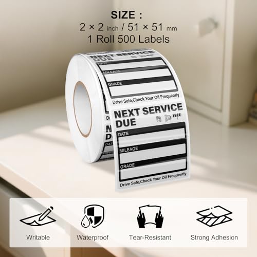 YIKIADA 500 PCS Oil Change Stickers Vinyl 2 Inches Clear Next Service Due Reminder Labels Writable Removable with No Residue Auto Maintenance Vehicle Window Windshield Sticker - Thumbnail 2