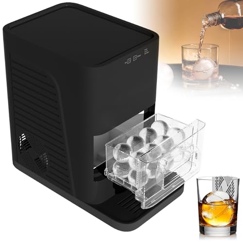 2" Whiskey Spherical Ice Machine, Countertop Sphere Ice Machine, Single Batch Ice Production 2pcs, 72 Sphere Per Day Capacity, Water Tank Capacity 1.2L, with Auto Self-cleaning Function, for Home/Bar