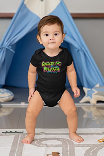 Chillin Out Maxin Relaxin All Cool Funny Romper Infant Baby One-Piece Bodysuit Black 6M #TOP4