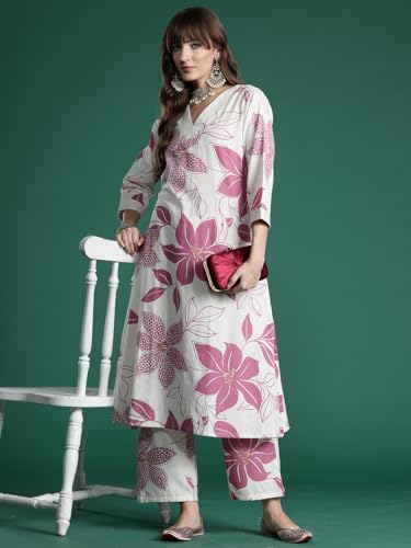 Image of INDO ERA Women's Catton Ethnic Co-Ord Set | Kurta Pant Set | Kurta Palazzo Set | Stylish Cotton Suit Set for Women,10077