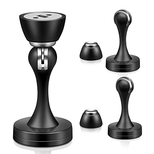 KOLAKO Magnetic Door Stopper - Black Wall/Floor Mount Catch, Heavy Duty Soft Holder, Stainless Steel Oil Rubbed Doorstops for Bottom of Door