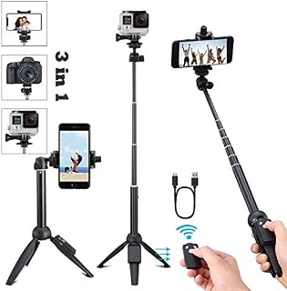 Portable 40 Inch Universal Selfie Stick, Selfie Stick Tripod with Wireless Remote, Extendable