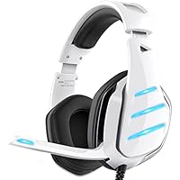Auriculares de Juego bxcux para PS4 ps5 PC Xbox One, Auriculares PS4 con micrófono rodean Auriculares de bajo para Reducir el Ruido LED Blanco