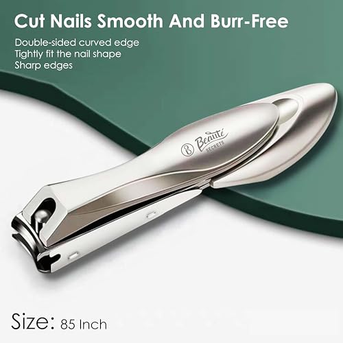 Beauté Secrets Nail Cutter Clippers With Curved Nail File, Fingernail and Toenail Clipper Cutter, Stainless Steel Nail Trimmer - Image 3