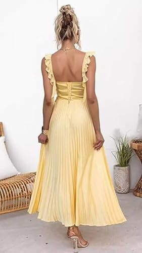 Women's Satin Pleated Bridesmaid Dresses for Wedding Spaghetti Straps Corset Formal Evening Party Dress DE5744