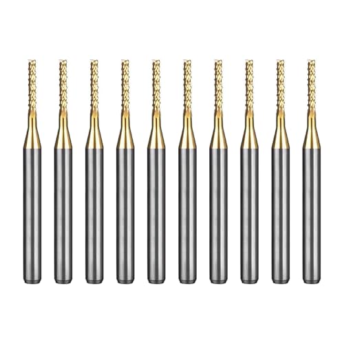 Image of Tools 10Pcs 1.3mm TiN Coating Solid Carbide End Mill Engraving Milling Cutter CNC Router Bits for PCB Machine, 1 /8 inch Shank 1BOX