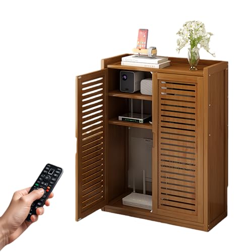 Image of FUKEFUZ Narrow Accent Storage Cabinet with Louvered Doors - Slim Wooden Console Table for Entryway & Living Room, Multipurpose Sideboard Organizer for WiFi Router, Books & Decor(32.3in)