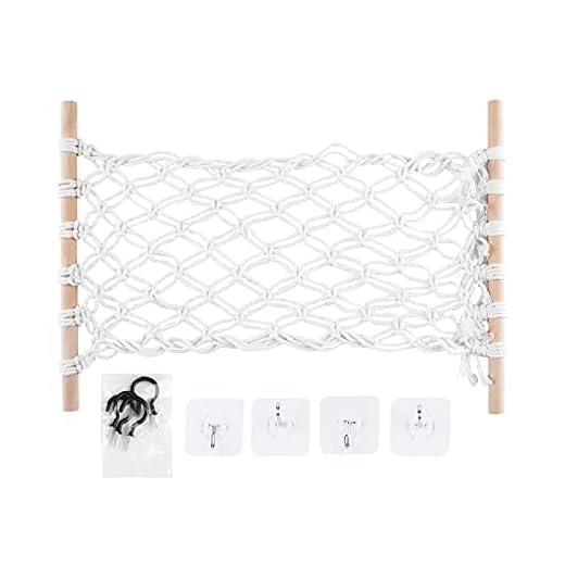 #N/A Makramé-frukt- och grönsak-hängmatta bohemisk hängande frukt-hängmatta med 4 krokar under skåp frukt och grönsaker hängmatta för förvaring – 30 x 50 cm