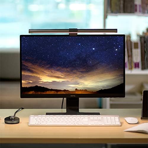 BenQ ScreenBar Plus Monitor Light, LED Light Bar with Desktop Dial, Auto Dimming, Brightness & Hue Adjustment, Space Saving Home Office Lamp, Eye Caring, USB Powered, Matte Silver