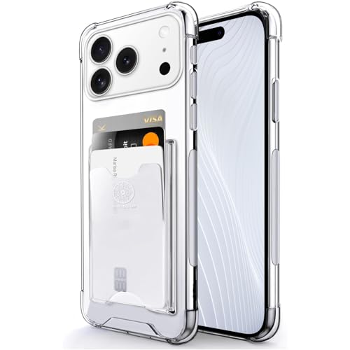 SHIELDS UP for iPhone 17 Pro Case Wallet Minimalist Case with Card Holder [3 Cards] Transparent Slim Shockproof TPU Bumper Cover for iPhone 17 Pro 6.3 - Clear