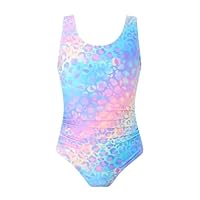 DivingBirds Girls Swimming Costume Padded Bras One Piece Kids Swimsuit Neon Swimming Suit for Girls Bathing Suits UV Sunsafe Swimwear Beach Pool,Light Blue 9-10 Years
