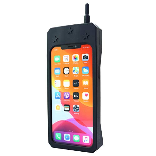 Sinwere Cute Retro Classic Cellular Phone Shaped Case For Iphone 11 6.1 Inch(2019), Soft Silicone 3D Cartoon Cover,Kids Girls Rubber Protector Back Case (Black) #TOP1